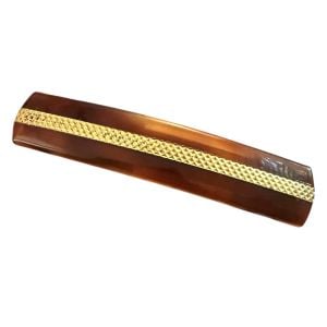 1970’s Brown and Gold French Hair Clip Barrette, 2.5” Long 