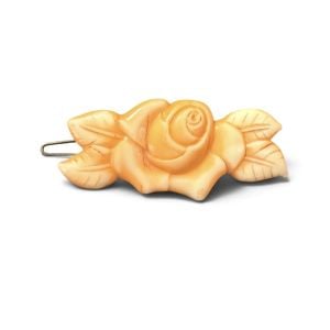 1940’s Vintage Hand Carved Floral Orange Hair Clip, Barrette, Unworn, 2.5” Long - Fashionconservatory.com