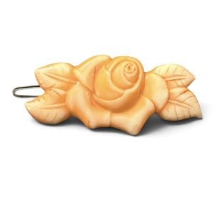 1940’s Vintage Hand Carved Floral Orange Hair Clip, Barrette, Unworn, 2.5” Long