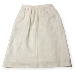 Vintage Cream Colored Wool Pencil Skirt with Pockets, Fully Lined, S/M, Vintage Capsule Wardrobe Ski