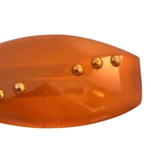 1970’s Glam French Barrette in Pearlescent Brown with Gold Beads, 3.5”, Unworn - Fashionconservatory.com