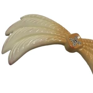 1970’s Off White & Orange Bow Or Bird Wing Shaped Barrette, Made In France, NOS - Fashionconservatory.com