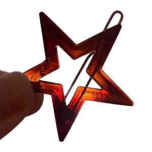 Vintage French Star Barrette Hair Clip in Brow w/ Wire Clasp, Deadstock Unworn