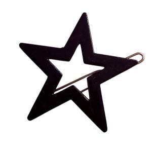 Vintage French Star Barrette Hair Clip in Black w/ Wire Clasp, Deadstock Unworn