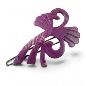Vintage Abstract French Barrette in Purple, Whimsical, Deadstock Hair Clip