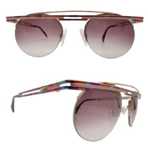 Iconic 1980’s CAZAL Sunglasses, Gold/Multi Colored, Steel, Made in Germany - Fashionconservatory.com