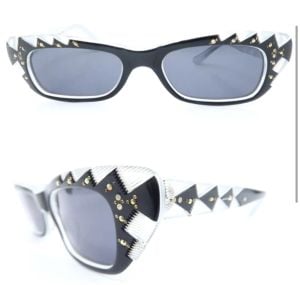 Vintage 1950’s Traviata Sunglasses, Black & Clear, Made in France, Deadstock - Fashionconservatory.com