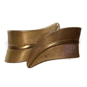 Vintage Hinged Brass Leaf Cuff Bracelet, 1970’s BohoBohemian Jewelry 