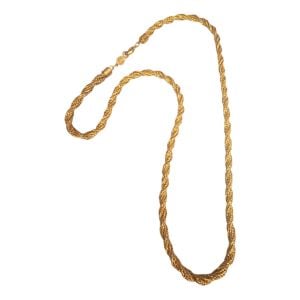 Vintage Napier Thick Bright Gold Twisted Necklace 24k Gold Plated, 24” Long