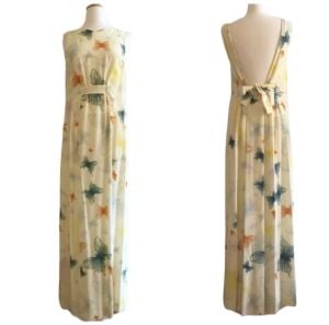 Y2K CACHAREL Floral Open Back Sleeveless Maxi Dress, Silk, Italy Sz 40, US 4