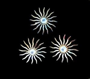 SARAH COVENTRY vintage  'Fascination' gold & rhinestone sun star brooch & clip earrings - Fashionconservatory.com