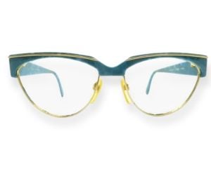 1980’s Silhouette Angular Green and Gold Eyeglasses, Model 6097, Made in Austria