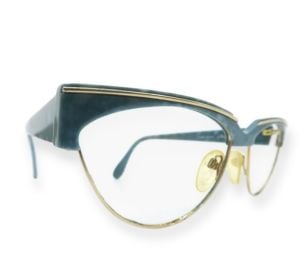 1980’s Silhouette Angular Green and Gold Eyeglasses, Model 6097, Made in Austria - Fashionconservatory.com