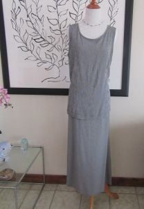 Evan Picone black & white checked sleeveless top & midi skirt size LG - Vintage 1990s - Fashionconservatory.com