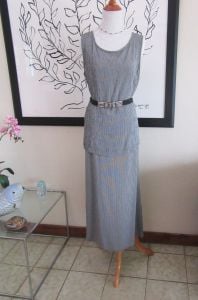 Evan Picone black & white checked sleeveless top & midi skirt size LG - Vintage 1990s