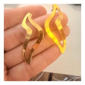 1980’s Avon Bright Gold Squiggle Drop Earrings, Lip Shaped Pierced Earrings, NEW