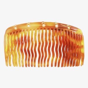 1950’s Vintage Tortoiseshell French Wavy Hair Comb w/ Rhinestones, Deadstock