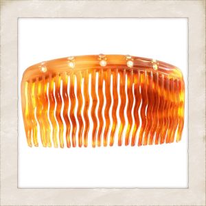 1950’s Vintage Tortoiseshell French Wavy Hair Comb w/ Rhinestones, Deadstock - Fashionconservatory.com