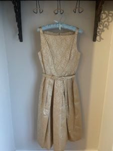 Vintage Gold Jacquard Party Dress - Fashionconservatory.com