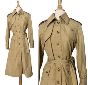 1970’s Classic Tailored Tan Trench Coat, Capsule Wardrobe Coat, Small or Med