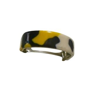 1960’s Vintage French Ponytail Holder Hair Clip in Bright Yellow,Black & White - Fashionconservatory.com