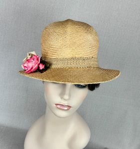Vintage 90s Beige Straw Safari Style Hat  - Fashionconservatory.com