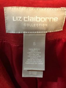  Beautiful Trending Cherry Red Suede Leather Jacket by Liz Claiborne - sz S - Fashionconservatory.com