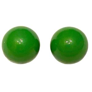 1980’s Vintage Vibrant Green Stud Button Earrings for Pierced Ears, 1950’s Look