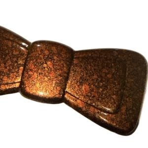 1970’s Large French Bow Barrette, Shimmery Brown / Copper, Made in France, 3.5” - Fashionconservatory.com