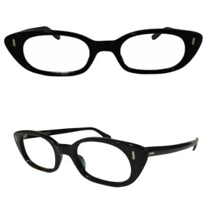 Fierce 1950’s Vintage Jet Black Cateye Eyeglasses, Optical Frames, Frame France - Fashionconservatory.com