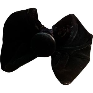 Luxury Velvet All Black Velvet French Hair Clip, Vintage Hair Bow, XL, NOS