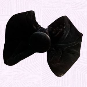 Luxury Velvet All Black Velvet French Hair Clip, Vintage Hair Bow, XL, NOS - Fashionconservatory.com