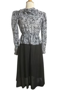 Fantastic 1980’s Lightweight Secretary Dress with Peplum Detail, by Pea Patch, Small - Fashionconservatory.com