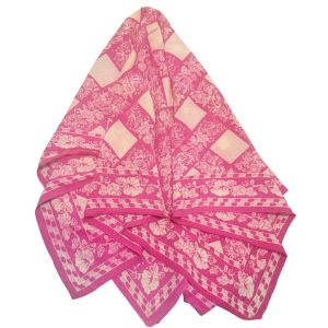Vintage Feminine Luxurious Large Silk Head Scarf, Hand Rolled Silk, 30”, Dainty Pink & Cream