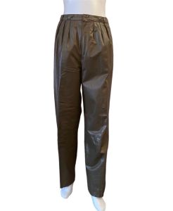 Women’s leather pants taupe brown pleated Liz Claiborne 