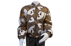 Vintage quilted nylon bomber jacket western print one size fits most jacqueline Ferrar 