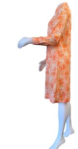 1970s Vera Neumann shirt dress signed Vera print orange abstract floral print long sleeve  - Fashionconservatory.com