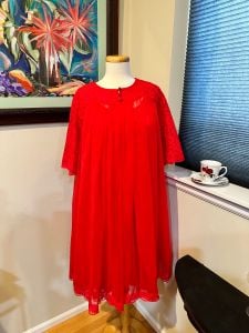 Shadowline Vintage 60s Hollywood Glam Red Peignoir Set - Nightgown and Robe ”