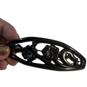 1960’s Vintage Black French Floral Hair Barrette, French Hair Clip, Deadstock  - Fashionconservatory.com