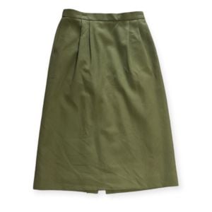 Utilitarian 1980’s Vintage Olive Army Green Wool Pencil Skirt w/pockets, 26-29”