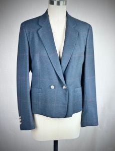 Vintage Dark Grey Plaid Waist Length Wool Suit Jacket by Corbin Ltd