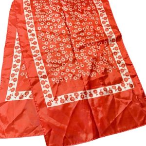 Vintage Red & White Floral Print Head Scarf, 44” Long Oblong Mod 1960’s - Fashionconservatory.com