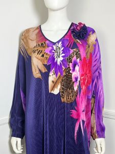 One Size Fits Many | 1980s Vintage Micro-Pleated Floral Dress by Virginie Paris  - Fashionconservatory.com