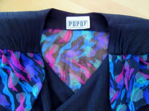 Vintage POPOF by Gilbert Quaknine 1980s black & sheer abstract print formal dinner evening suit - 16 - Fashionconservatory.com