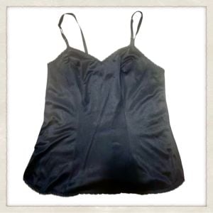 1970’s Vintage Sexy Black Camisole Slip Top by Vanity Fair, Small, 32-34” Bust