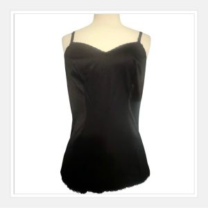 1970’s Vintage Sexy Black Camisole Slip Top by Vanity Fair, Small, 32-34” Bust - Fashionconservatory.com