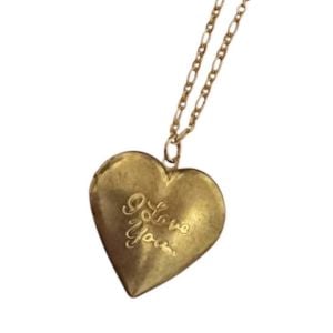 Vintage Oversized I Love You Heart Locket Pendant Necklace, Functional Locket - Fashionconservatory.com