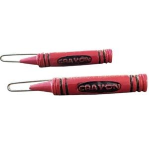 1970s Vintage Red Crayon Metal Barrettes Hair Clips, Deadstock, 2” Long - Fashionconservatory.com