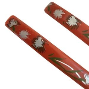 1970’s French Floral Hair Clips Barrettes in Red , 2.5” , Deadstock, Unworn - Fashionconservatory.com