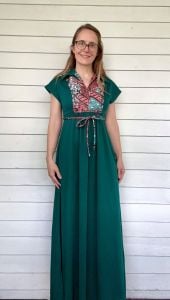 70s Dark Green Maxi Dress Mod Long XS S